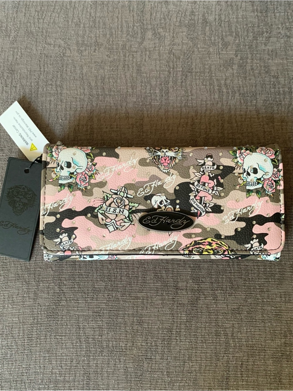 Ed Hardy sugar skull tattoo wallet purse gift NWT
